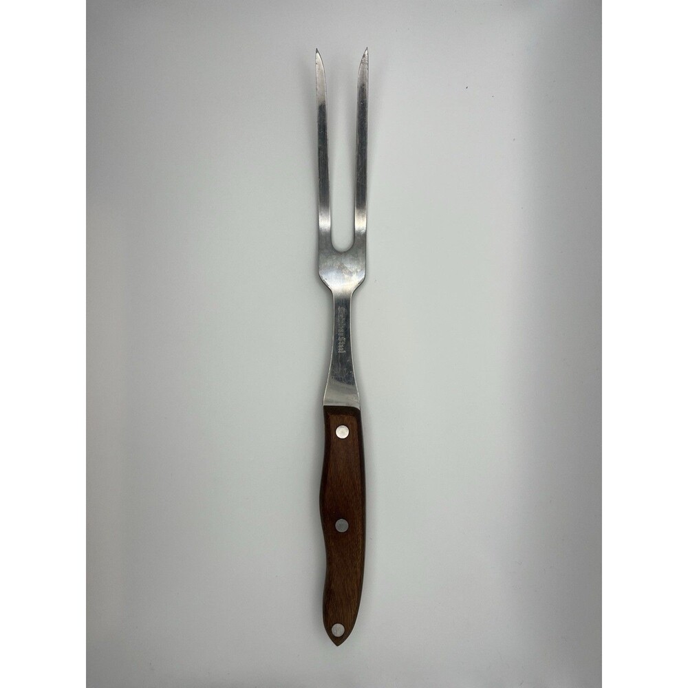 VTG Meat Carving Fork Interpur Japan Stainless Steel MCM‎ Wood Handle Heavy Duty